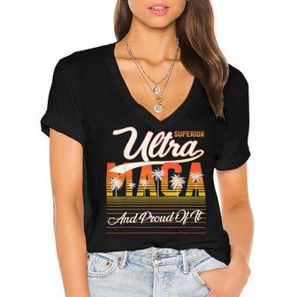 Ultra Mega And Proud Of It Pro Trump Patriotic Republican Women's Jersey Short Sleeve Deep V-Neck Tshirt - Monsterry