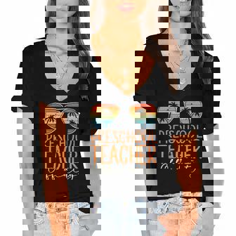 Vintage Preschool Teacher Off Duty Last Day Of School Summer Women's Jersey Short Sleeve Deep V-Neck Tshirt | Mazezy