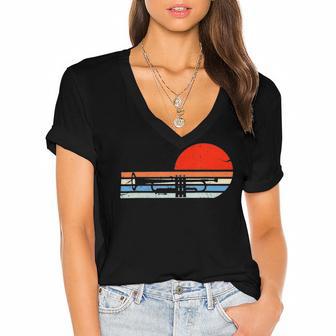 Vintage Trumpet Cool Retro Trumpet Player Chiffon Top 165 Shirt Women's Jersey Short Sleeve Deep V-Neck Tshirt | Favorety