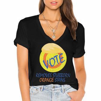 Vote Removes Stubborn Orange Stains 902 Shirt Women's Jersey Short Sleeve Deep V-Neck Tshirt | Favorety