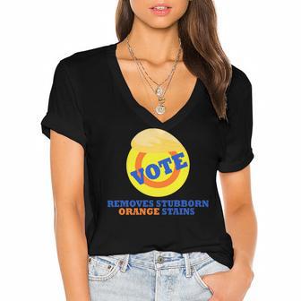 Vote Removes Stubborn Orange Stains 903 Shirt Women's Jersey Short Sleeve Deep V-Neck Tshirt | Favorety