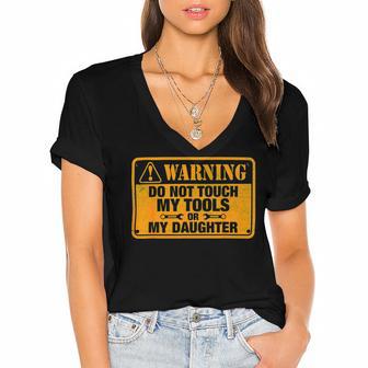 Warning Do Not Touch My Tools 198 Shirt Women's Jersey Short Sleeve Deep V-Neck Tshirt | Favorety