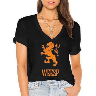 Weesp Netherlands Dutch Lover Vacation Gift Women's Jersey Short Sleeve Deep V-Neck Tshirt | Mazezy