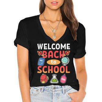 Welcome Back To School School Party 483 Shirt Women's Jersey Short Sleeve Deep V-Neck Tshirt | Favorety DE