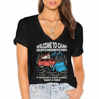 Welcome To Camp Quitcherbitchin Funny 7 Shirt Women's Jersey Short Sleeve Deep V-Neck Tshirt | Favorety DE