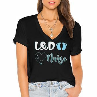 Womens L&D Nurse Labor And Delivery Nurse V2 Women's Jersey Short Sleeve Deep V-Neck Tshirt - Seseable