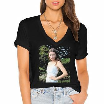Womens Scmarles Teen Girl Women's Jersey Short Sleeve Deep V-Neck Tshirt | Mazezy