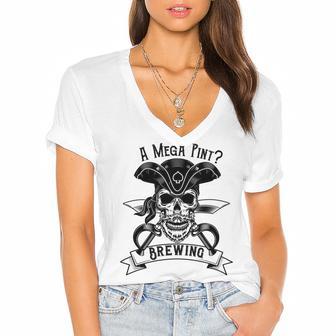 A Mega Pint Brewing Pirate Of The Mega Pint Women's Jersey Short Sleeve Deep V-Neck Tshirt | Favorety UK