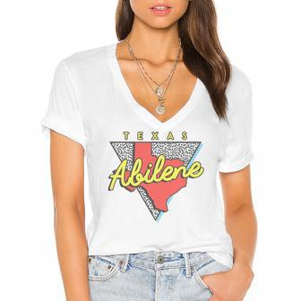 Abilene Texas Retro Triangle Tx City Women's Jersey Short Sleeve Deep V-Neck Tshirt | Mazezy