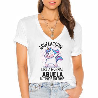 Abuelacorn Funny Unicorn Dabbing Gift Like A Normal Abuela But More Awesome Women's Jersey Short Sleeve Deep V-Neck Tshirt | Favorety