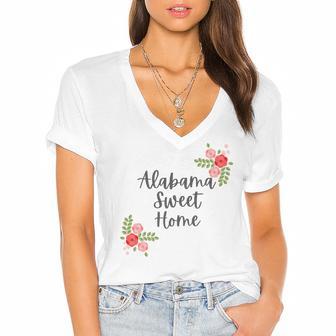 Alabama Sweet Home Sweet Home Women's Jersey Short Sleeve Deep V-Neck Tshirt | Favorety