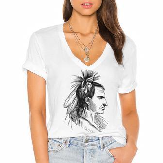 American Native Indian Graphics Women's Jersey Short Sleeve Deep V-Neck Tshirt | Favorety