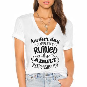 Another Day Completely Women's Jersey Short Sleeve Deep V-Neck Tshirt | Favorety