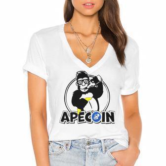 Apecoin Funny Women's Jersey Short Sleeve Deep V-Neck Tshirt | Favorety UK