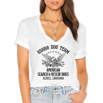Asara Dog Team American Search & Rescue Dogs Slidell Women's Jersey Short Sleeve Deep V-Neck Tshirt | Mazezy