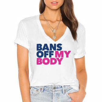 Bans Off My Body Pro Choice Women's Jersey Short Sleeve Deep V-Neck Tshirt - Monsterry DE