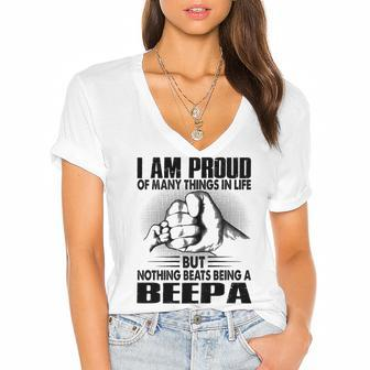 Beepa Grandpa Gift Nothing Beats Being A Beepa Women's Jersey Short Sleeve Deep V-Neck Tshirt - Seseable