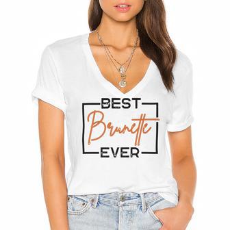 Best Brunette Ever Brunette Brownie Women's Jersey Short Sleeve Deep V-Neck Tshirt | Favorety AU