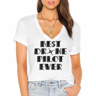 Best Drone Pilot Ever Women's Jersey Short Sleeve Deep V-Neck Tshirt | Favorety AU