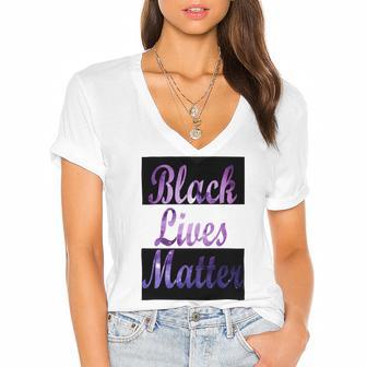 Black Lives Matter Minding My Black Owned Business Women's Jersey Short Sleeve Deep V-Neck Tshirt | Favorety