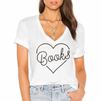 Book Lover Women's Jersey Short Sleeve Deep V-Neck Tshirt | Favorety CA