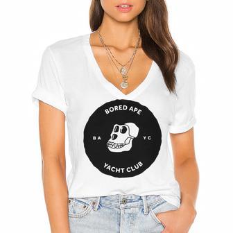 Bored Ape Yacht Club Nft Club Women's Jersey Short Sleeve Deep V-Neck Tshirt | Favorety UK