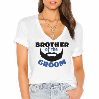 Brother Of The Groom Great Gift For The Brother Of The Awesome Groom Women's Jersey Short Sleeve Deep V-Neck Tshirt | Favorety DE