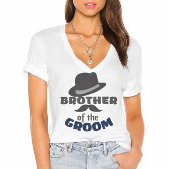 Brother Of The Groom Matching Bridal Party For Family Women's Jersey Short Sleeve Deep V-Neck Tshirt | Favorety CA