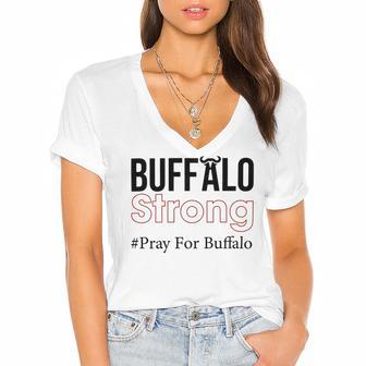 Buffalo Strong Pray For Buffalo Women's Jersey Short Sleeve Deep V-Neck Tshirt | Favorety