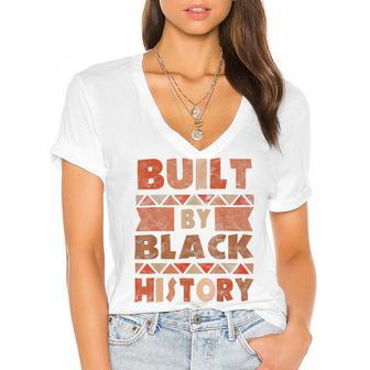 Built By Black History African American Pride Women's Jersey Short Sleeve Deep V-Neck Tshirt - Monsterry CA