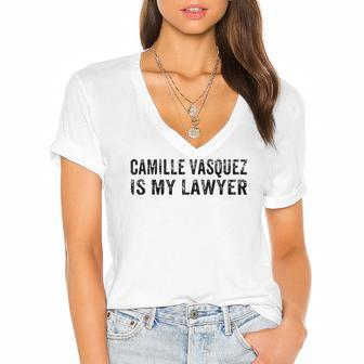 Camille Vasquez Is My Lawyer Vintage Women's Jersey Short Sleeve Deep V-Neck Tshirt | Mazezy