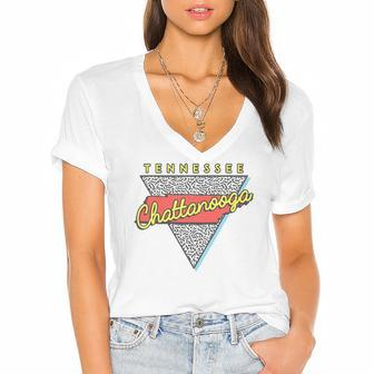 Chattanooga Tennessee Vintage Tn Triangle Women's Jersey Short Sleeve Deep V-Neck Tshirt | Mazezy