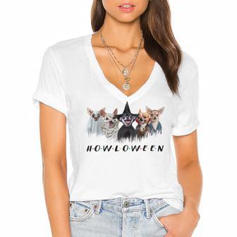 Chihuahua T Shirt Chihuahua Custom Halloween Themed Funny Dog Women's Jersey Short Sleeve Deep V-Neck Tshirt | Favorety