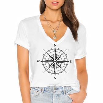 Compass Women's Jersey Short Sleeve Deep V-Neck Tshirt | Favorety