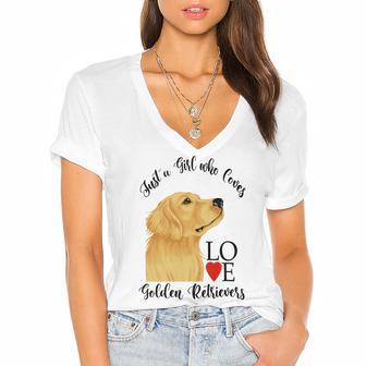 Copy Of Justagirlwholovesgoldenretrievers Women's Jersey Short Sleeve Deep V-Neck Tshirt | Favorety