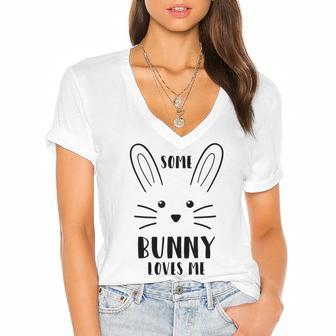 Copy Of Some Bunny Loves Dancing Women's Jersey Short Sleeve Deep V-Neck Tshirt | Favorety DE