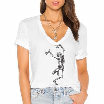 Dance With Death Women's Jersey Short Sleeve Deep V-Neck Tshirt | Favorety UK