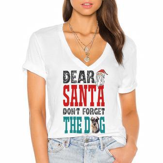 Dear Santa Dont Forget The Dog Women's Jersey Short Sleeve Deep V-Neck Tshirt | Favorety CA