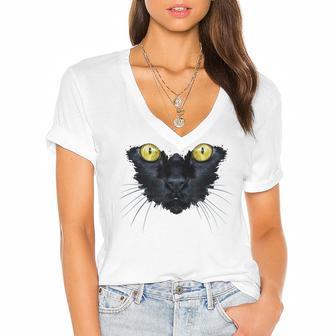 Death Rides A Black Cat Women's Jersey Short Sleeve Deep V-Neck Tshirt | Favorety UK