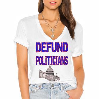 Defund Politicians Women's Jersey Short Sleeve Deep V-Neck Tshirt | Favorety