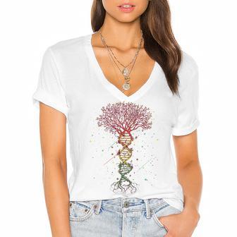 Dna Tree Life Funny Women's Jersey Short Sleeve Deep V-Neck Tshirt | Favorety UK