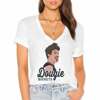 Dougie Buckets Women's Jersey Short Sleeve Deep V-Neck Tshirt | Favorety AU