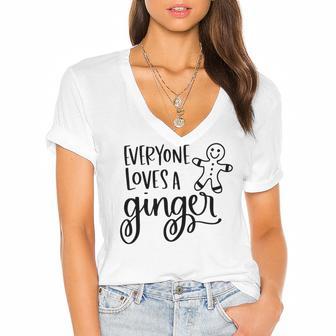 Everyone Loves A Ginger Women's Jersey Short Sleeve Deep V-Neck Tshirt | Favorety DE