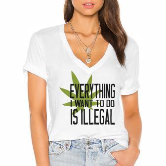 Everything I Want To Do Is Illegal V2 Women's Jersey Short Sleeve Deep V-Neck Tshirt | Favorety DE