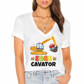 Excavator Shirts For Toddler Boys Girls Easter Eggs Cavator Women's Jersey Short Sleeve Deep V-Neck Tshirt | Favorety CA