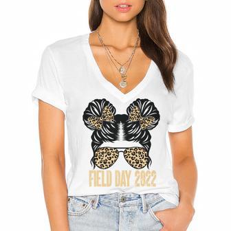 Field Day 2022 Last Day Of School V3 Women's Jersey Short Sleeve Deep V-Neck Tshirt | Favorety CA