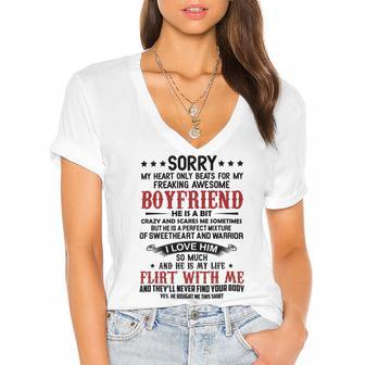 Freaking Awesome Boyfriend V2 Women's Jersey Short Sleeve Deep V-Neck Tshirt | Favorety UK