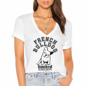 French Bulldog V2 Women's Jersey Short Sleeve Deep V-Neck Tshirt | Favorety DE