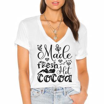 Fresh Hot Cocoa Women's Jersey Short Sleeve Deep V-Neck Tshirt | Favorety DE