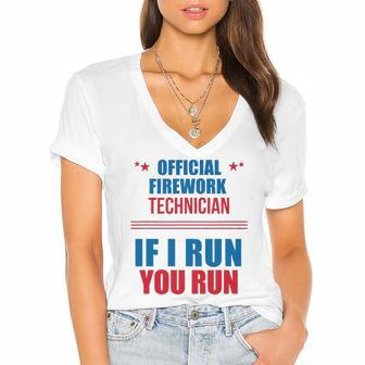 Funny 4Th Of July S Official Firework Technician Women's Jersey Short Sleeve Deep V-Neck Tshirt | Mazezy